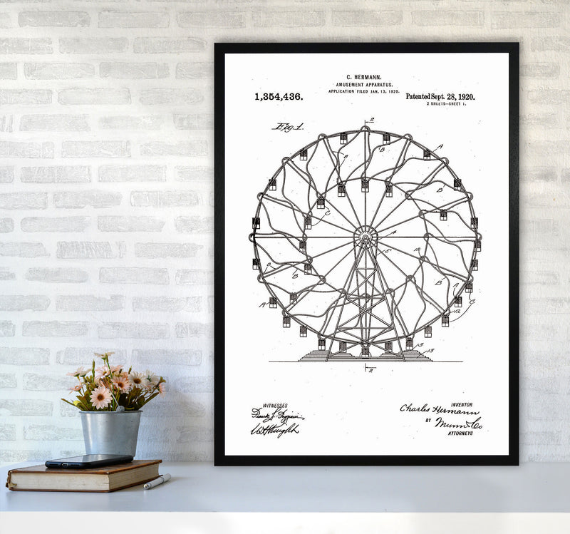 Ferris Wheel Patent Art Print by Jason Stanley A1 White Frame