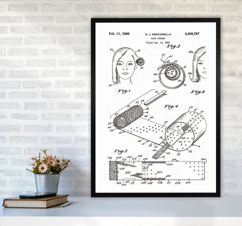 Hair Curler Patent Art Print by Jason Stanley A1 White Frame