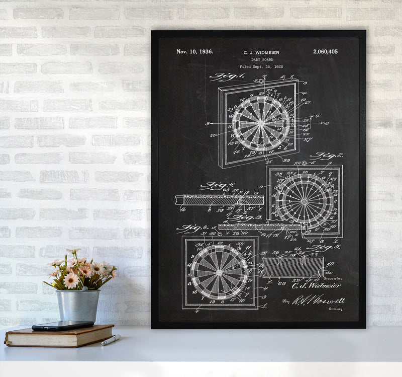 Dart Board Patent Art Print by Jason Stanley A1 White Frame