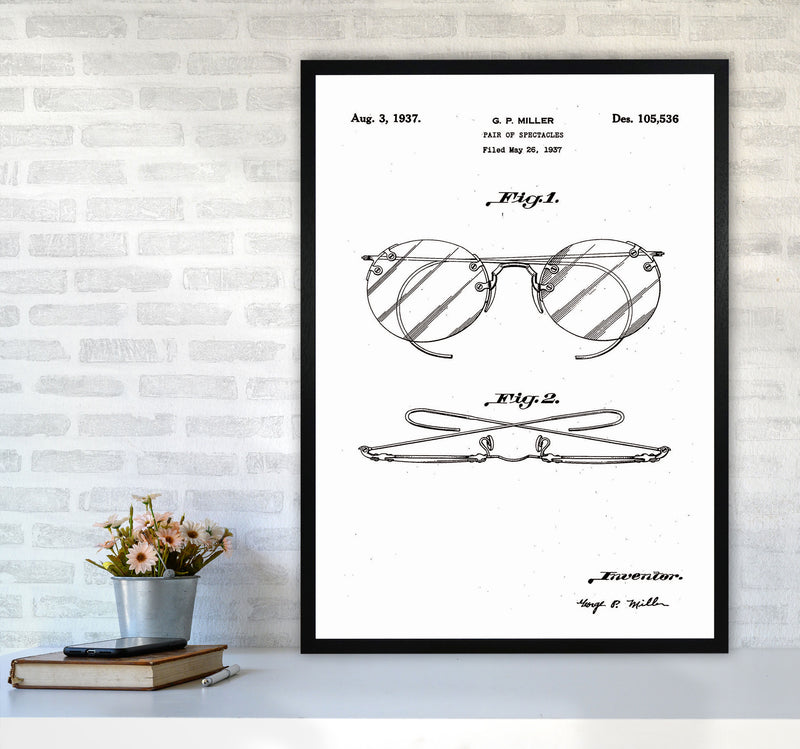 Spectacles Patent Art Print by Jason Stanley A1 White Frame