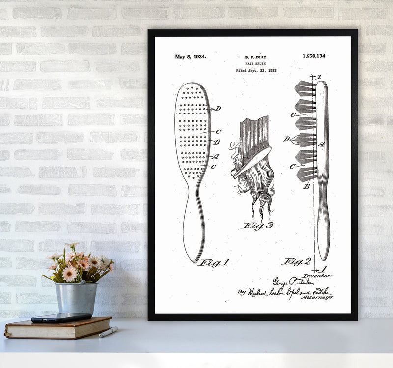 Hair Brush Patent Art Print by Jason Stanley A1 White Frame