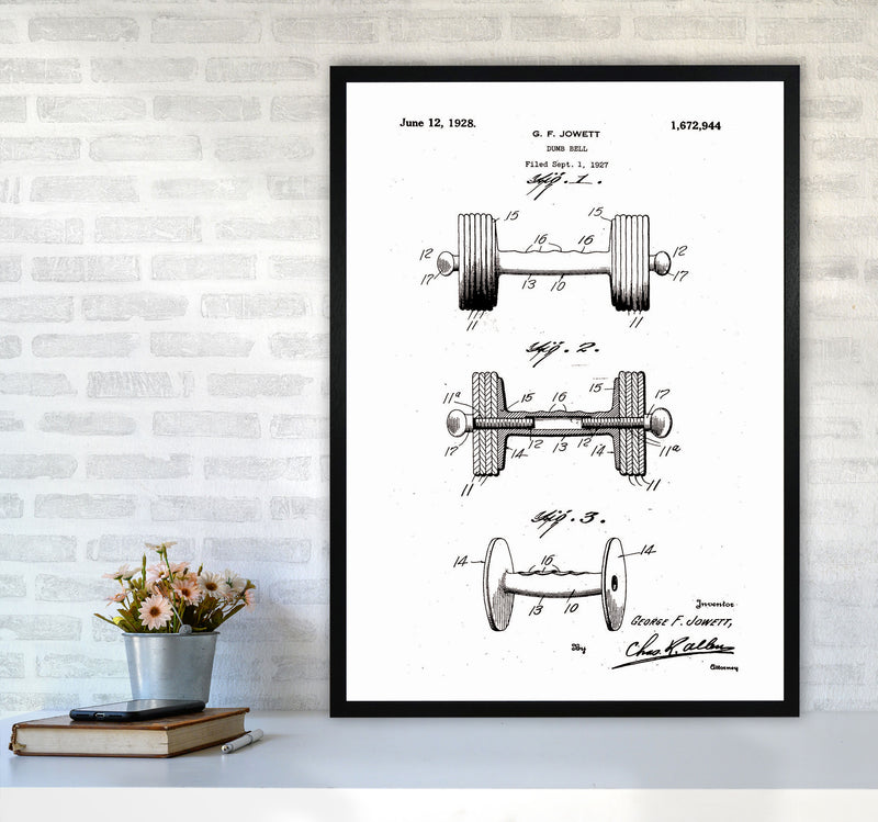 Dumb Bell Patent Art Print by Jason Stanley A1 White Frame