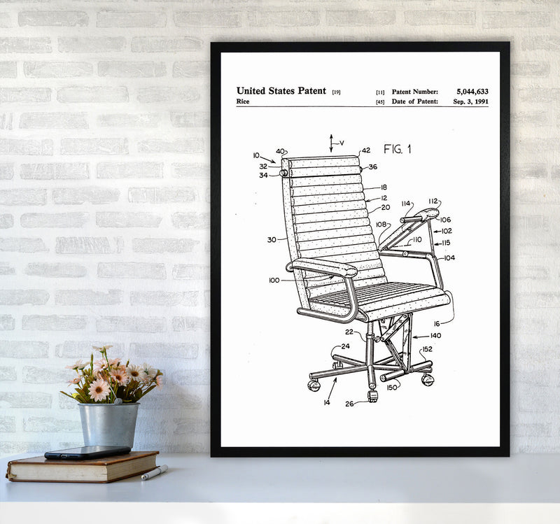 Desk Chair Patent Art Print by Jason Stanley A1 White Frame
