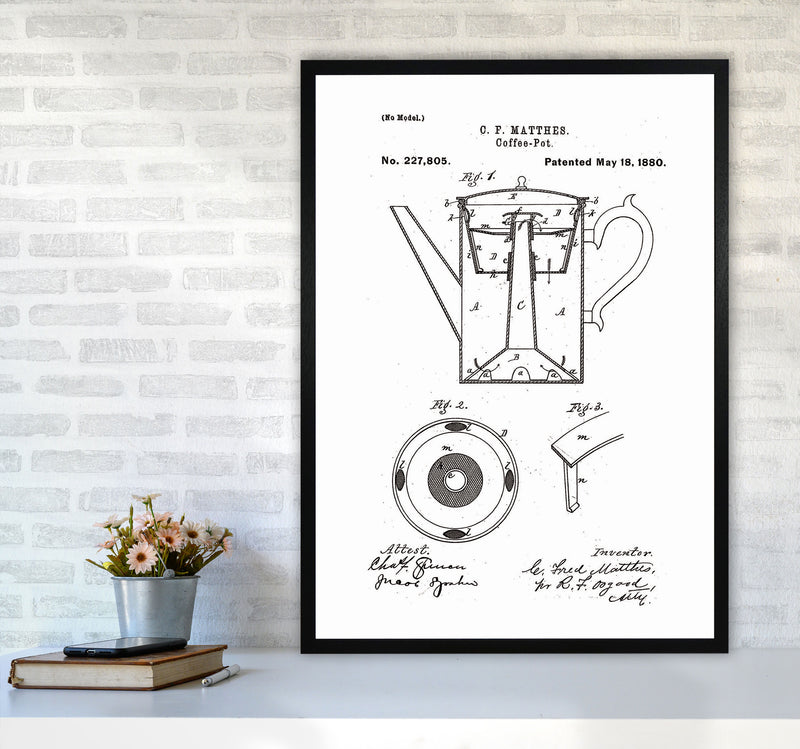 Coffee Pot Patent Art Print by Jason Stanley A1 White Frame