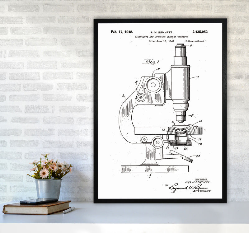 Microscope Patent Art Print by Jason Stanley A1 White Frame