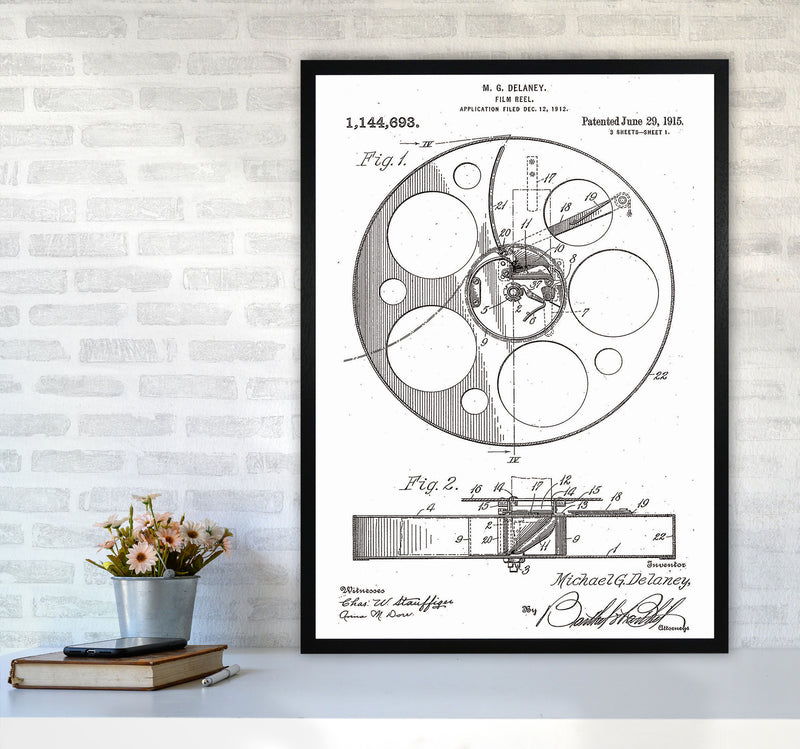 Film Reel Patent Art Print by Jason Stanley A1 White Frame