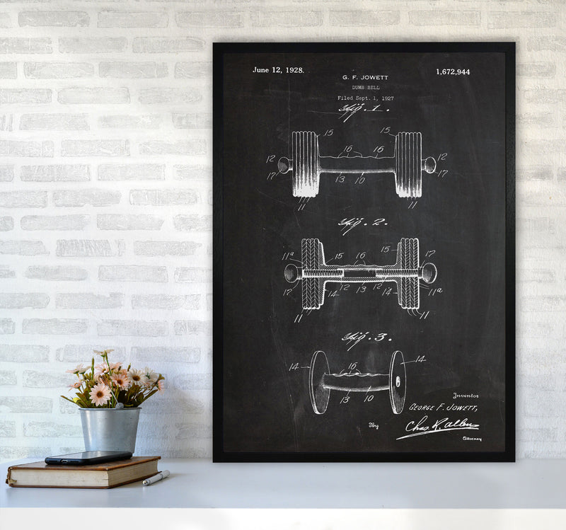 Dumbbell Patent Art Print by Jason Stanley A1 White Frame