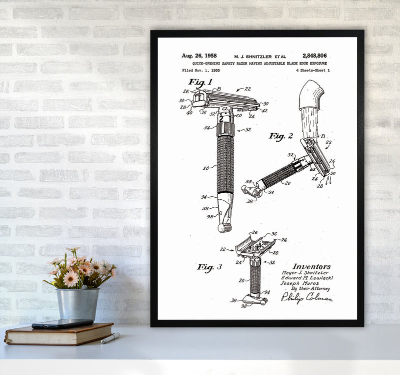 Razor Patent 2 Art Print by Jason Stanley A1 White Frame