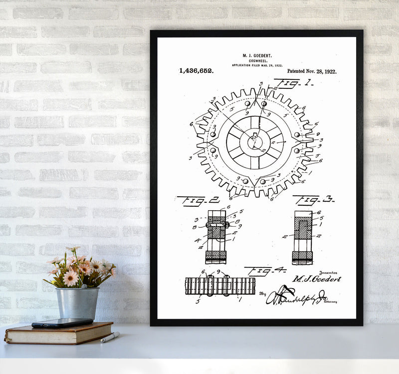 Cogwheel Patent Art Print by Jason Stanley A1 White Frame
