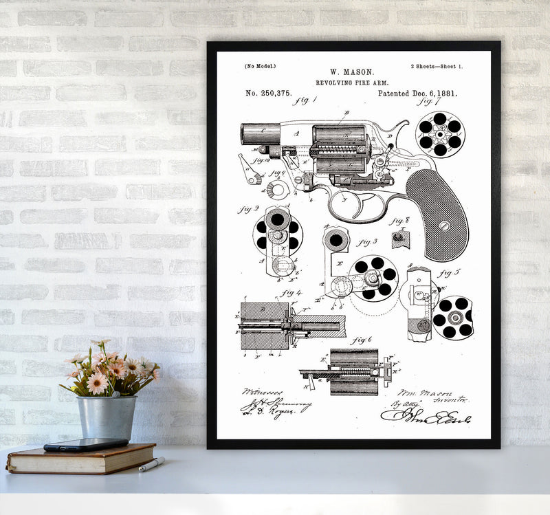 Hand Gun Patent Art Print by Jason Stanley A1 White Frame