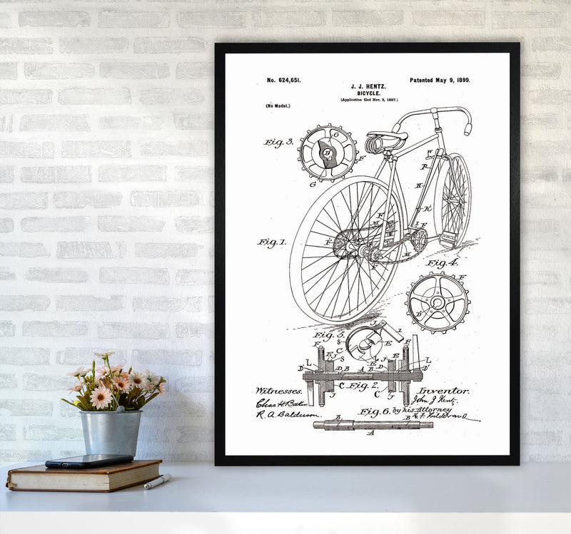 Bicycle Patent Art Print by Jason Stanley A1 White Frame