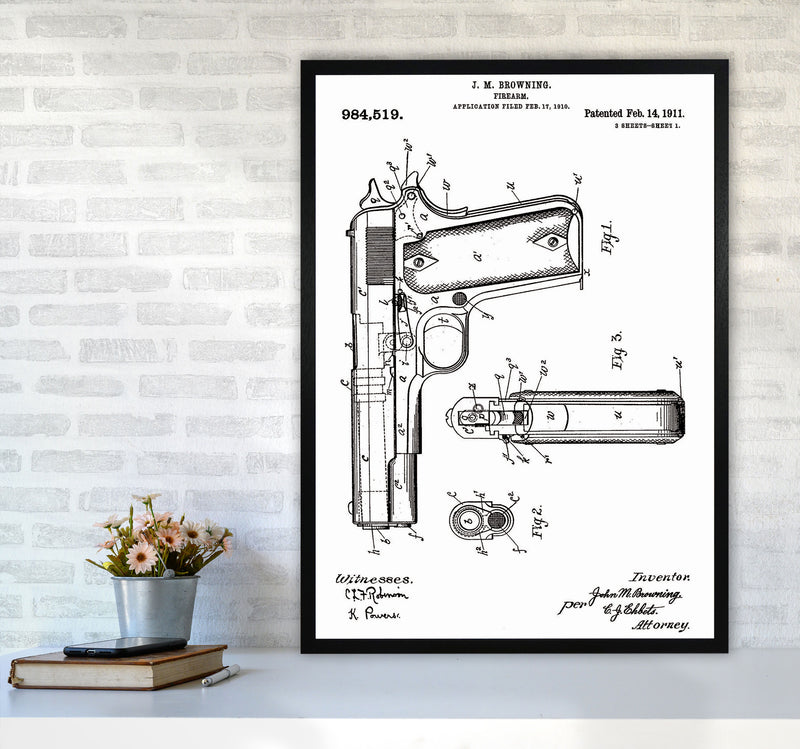 Gun Patent Art Print by Jason Stanley A1 White Frame