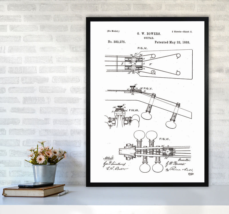 Guitar Patent Art Print by Jason Stanley A1 White Frame