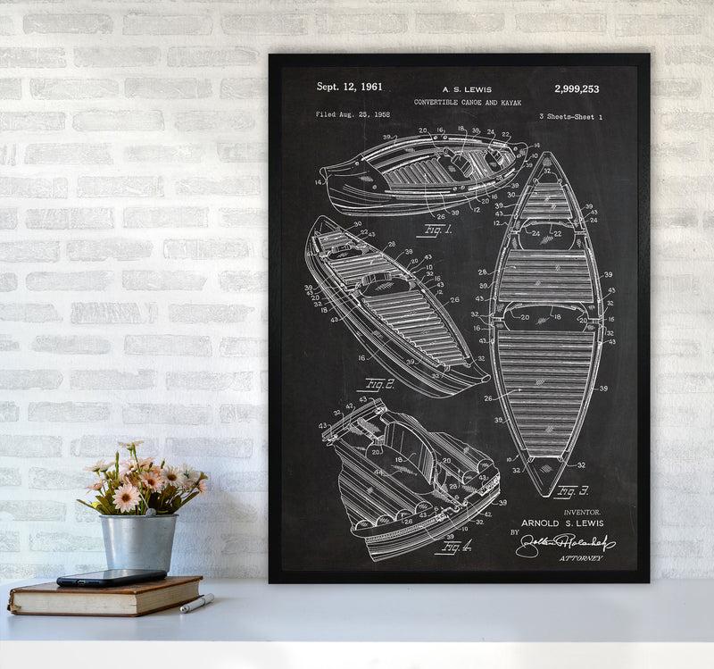 Canoe Patent Art Print by Jason Stanley A1 White Frame