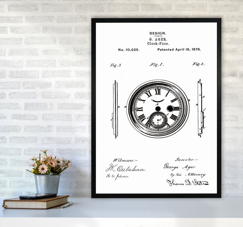 Clock Patent Art Print by Jason Stanley A1 White Frame