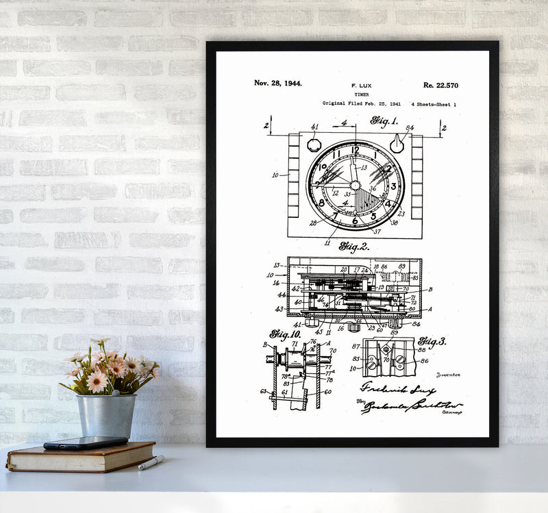 Timer Patent Art Print by Jason Stanley A1 White Frame