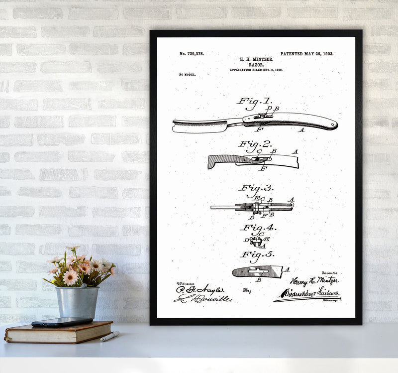 Razor Patent Art Print by Jason Stanley A1 White Frame