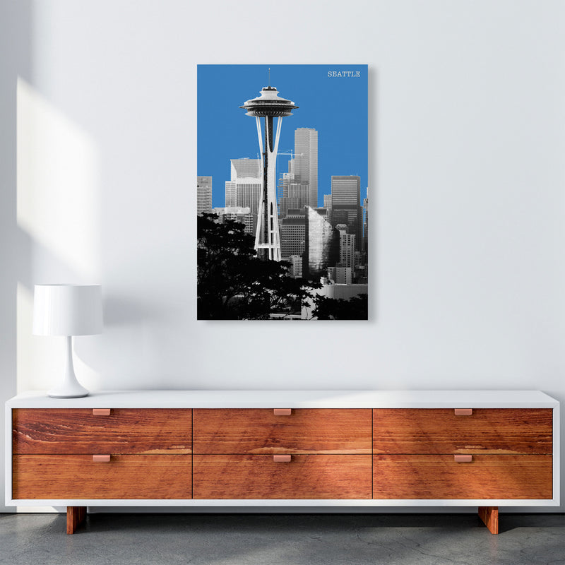 Halftone Seattle Blue Art Print by Jason Stanley A1 Canvas