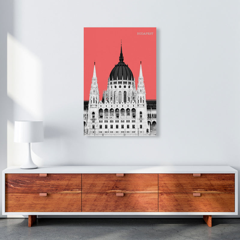 Halftone Budapest Red Art Print by Jason Stanley A1 Canvas