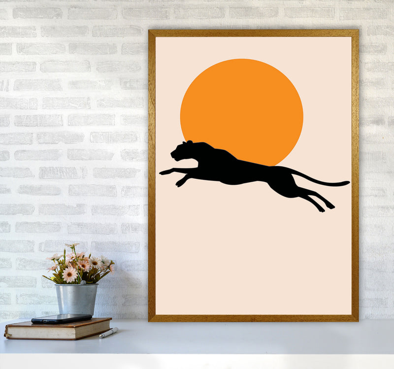 Leaping Leopard Sun Poster Art Print by Jason Stanley A1 Print Only
