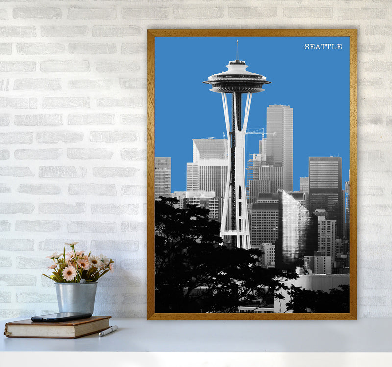 Halftone Seattle Blue Art Print by Jason Stanley A1 Print Only