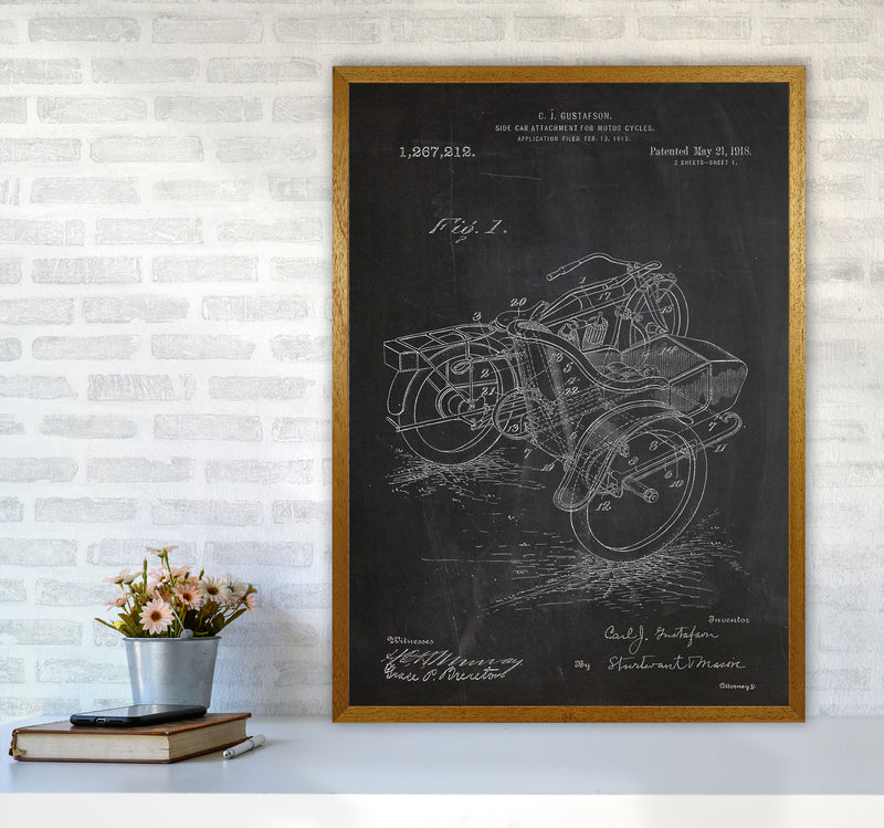 Motorcycle With Side Cart Patent Art Print by Jason Stanley A1 Print Only