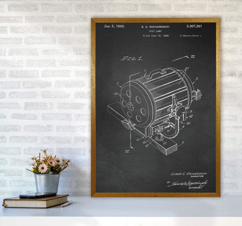 Cinema Spot Light Patent-Chalkboard Art Print by Jason Stanley A1 Print Only