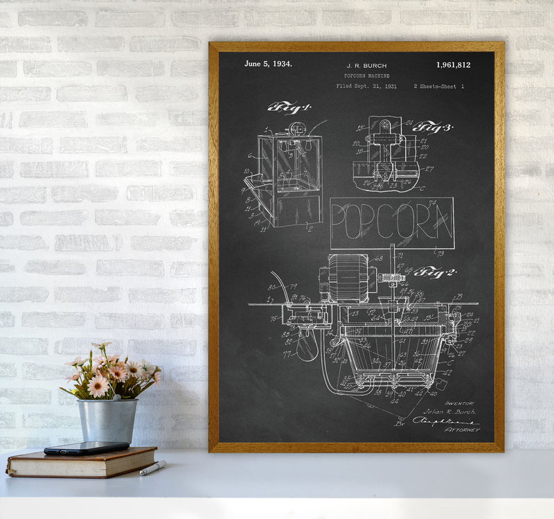 Popcorn Machine Patent 2-Chalkboard Art Print by Jason Stanley A1 Print Only