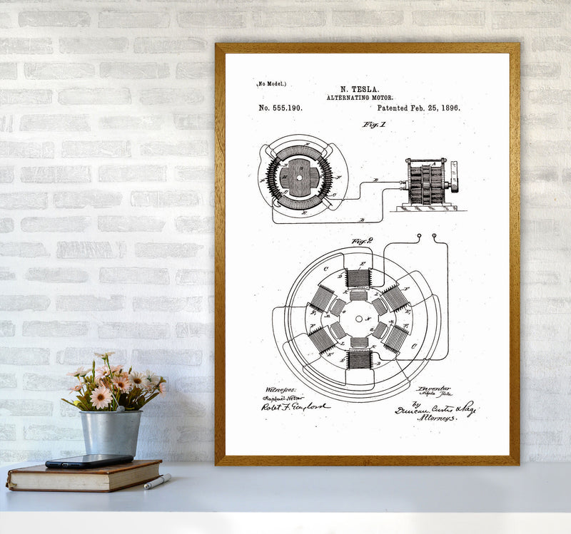 Tesla Alternating Motor Patent Art Print by Jason Stanley A1 Print Only