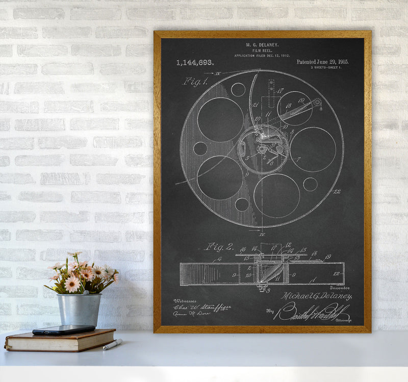 Film Reel Patent-Chalkboard Art Print by Jason Stanley A1 Print Only