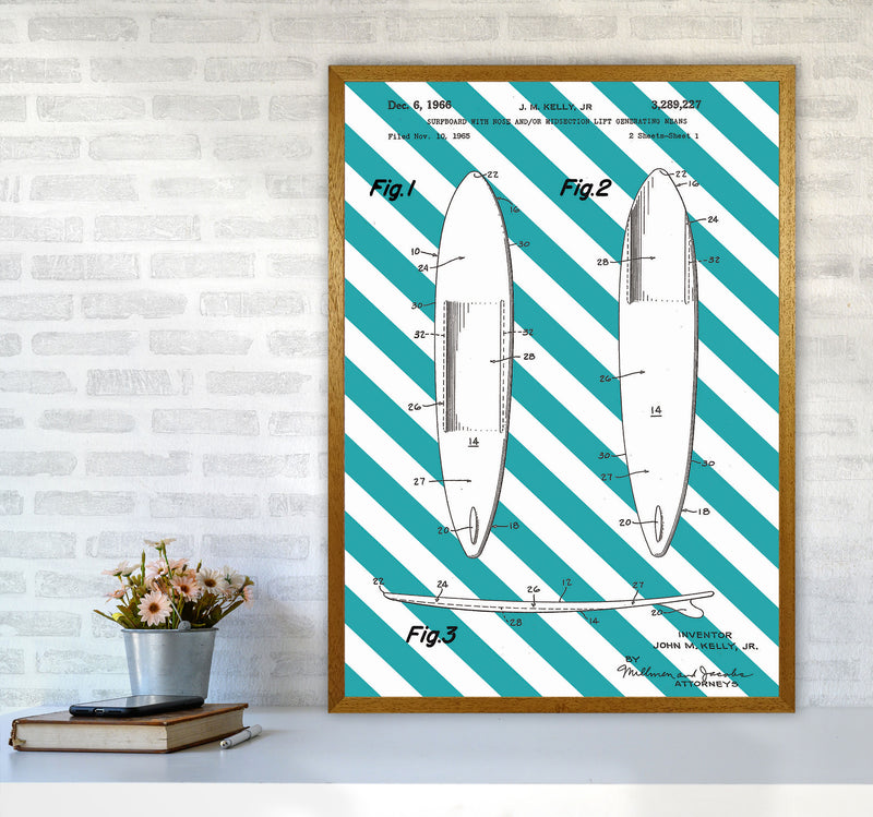 Surfboard Patent Side Stripe Art Print by Jason Stanley A1 Print Only