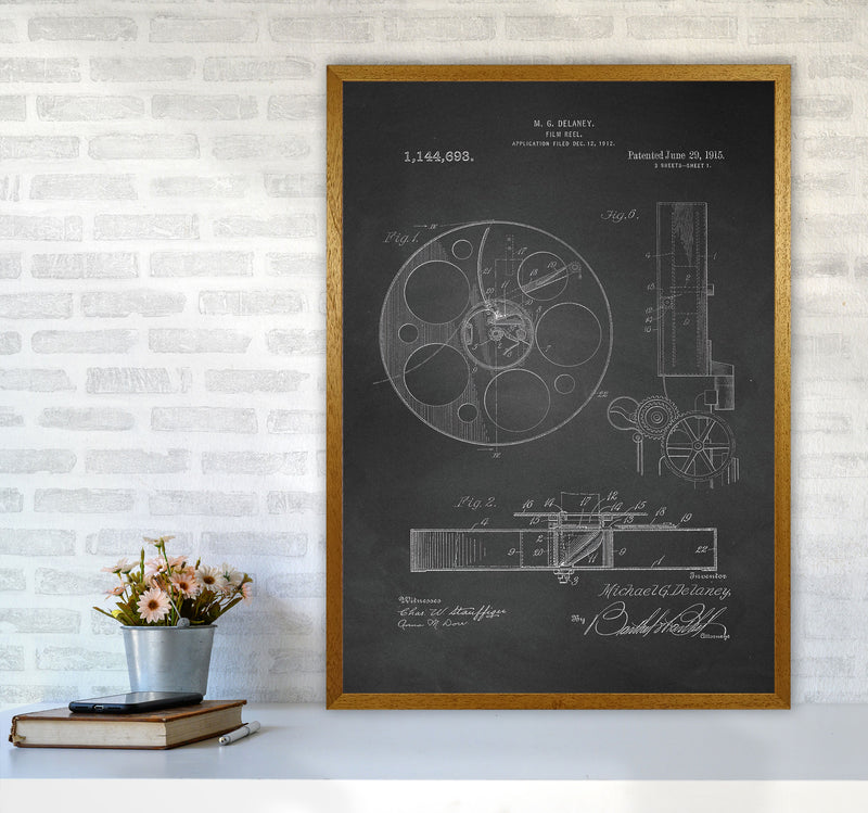 Film Reel Patent 2-Chalkboard Art Print by Jason Stanley A1 Print Only