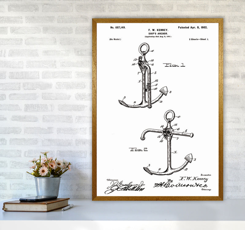 Anchor Patent White Art Print by Jason Stanley A1 Print Only