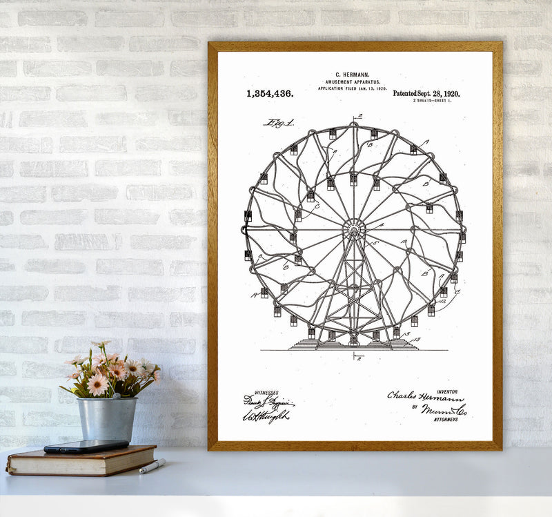 Ferris Wheel Patent Art Print by Jason Stanley A1 Print Only