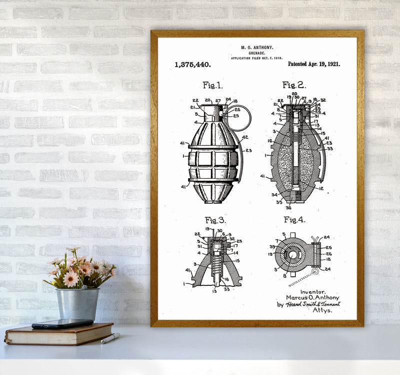 Grenade Patent Art Print by Jason Stanley A1 Print Only