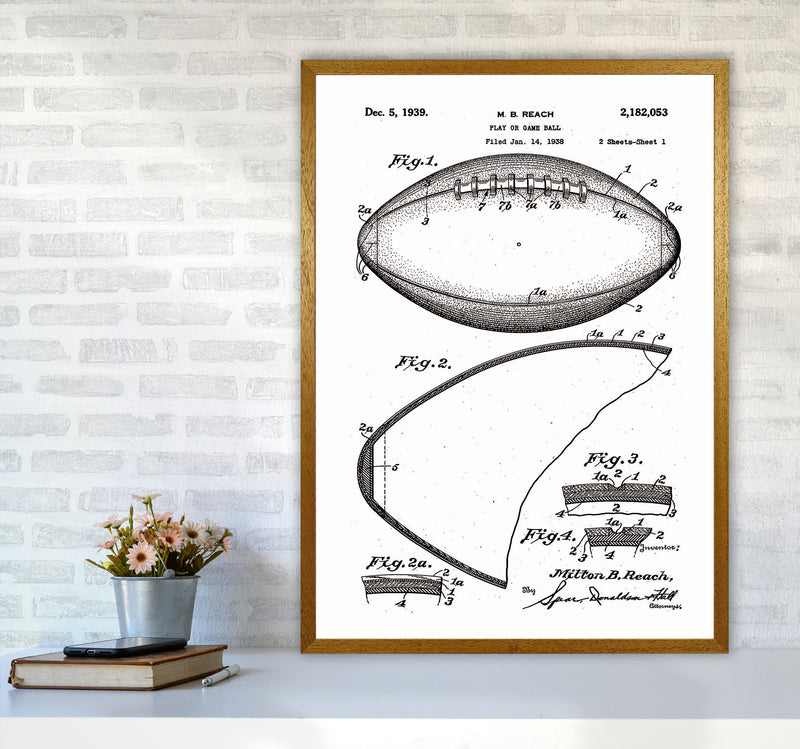 Football Patent Art Print by Jason Stanley A1 Print Only