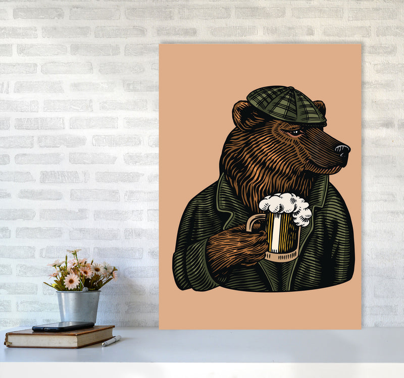 Frosty The Bear With A Frosty Beer Art Print by Jason Stanley A1 Black Frame