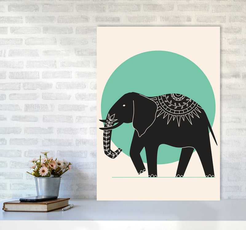 Elephant Green Moonlight Art Print by Jason Stanley A1 Black Frame