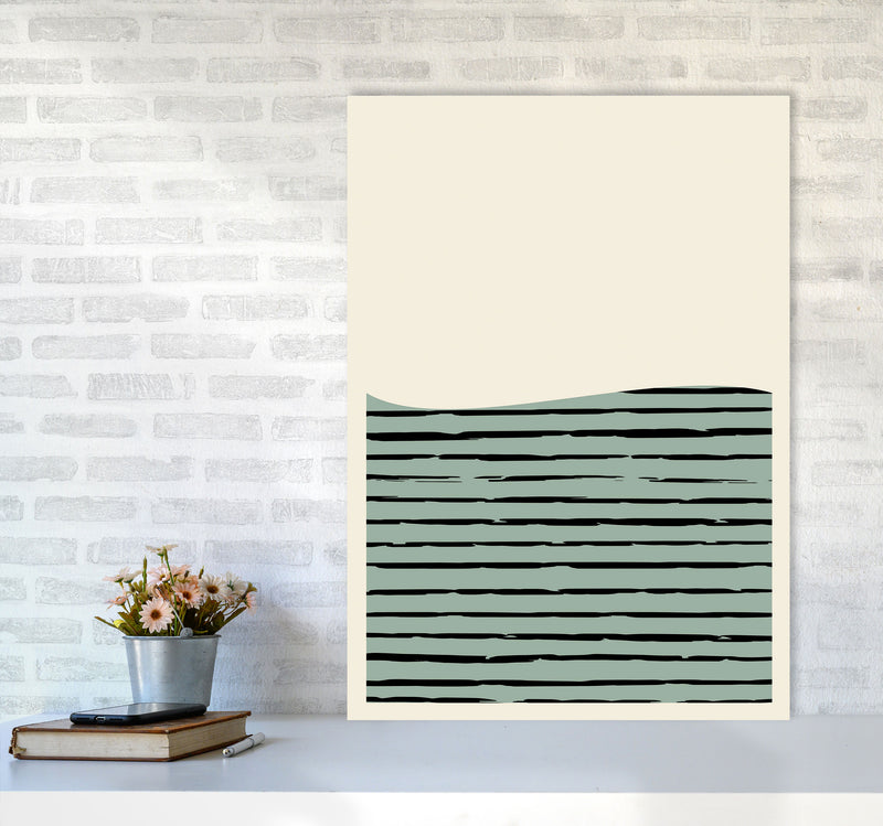 Green Minimal Midcentury Art Print by Jason Stanley A1 Black Frame