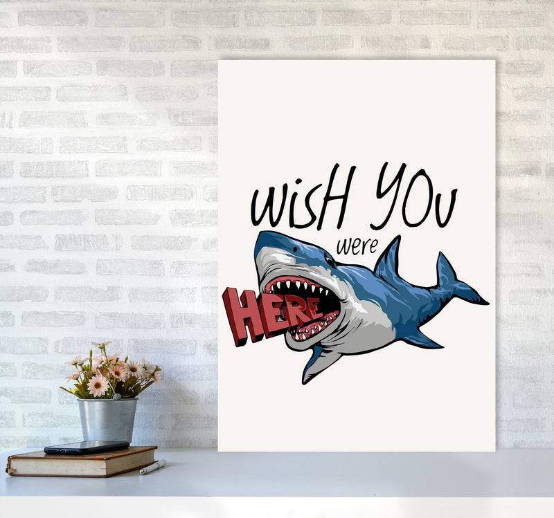 Wish You Were Here Shark Art Print by Jason Stanley A1 Black Frame