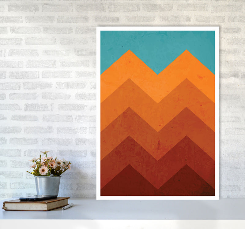 Abstract Orange Mountain Art Print by Jason Stanley A1 Black Frame