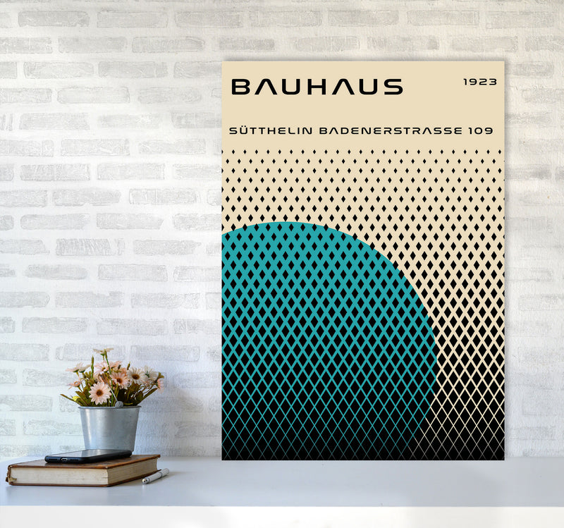 Bauhaus Geometric Teal Art Print by Jason Stanley A1 Black Frame