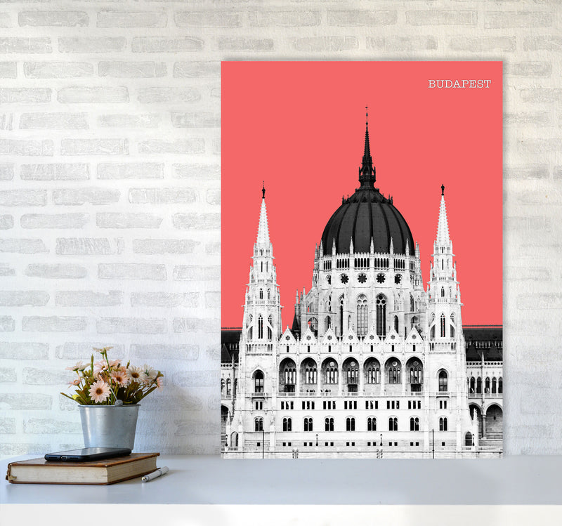 Halftone Budapest Red Art Print by Jason Stanley A1 Black Frame