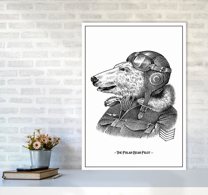 The Poler Bear Pilot Art Print by Jason Stanley A1 Black Frame