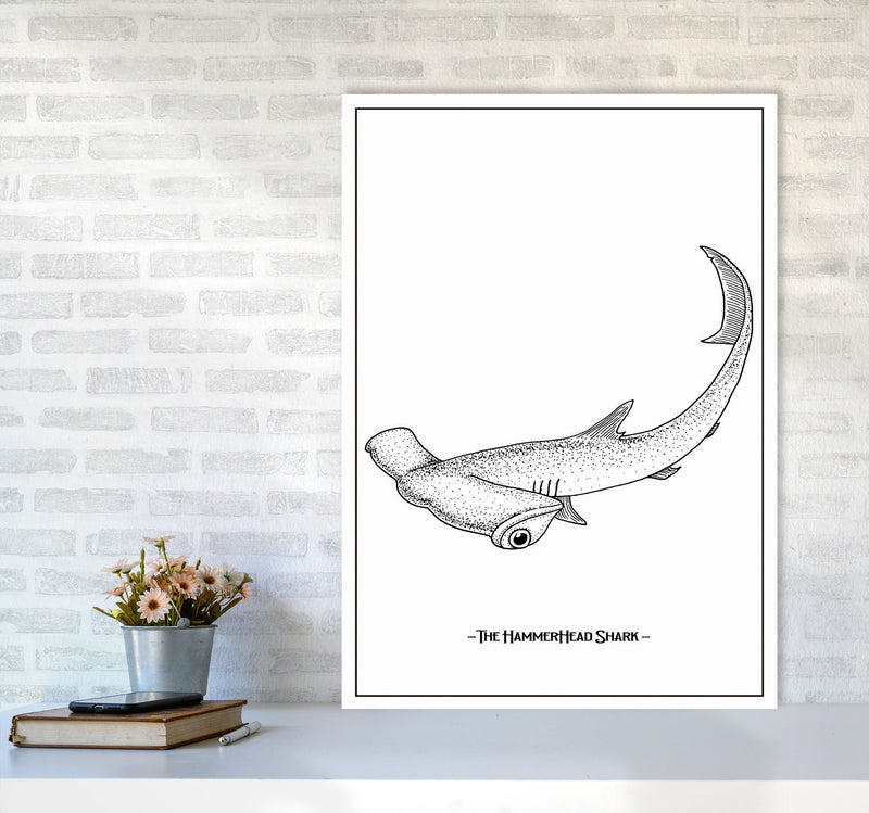 The Hammerhead Shark Art Print by Jason Stanley A1 Black Frame