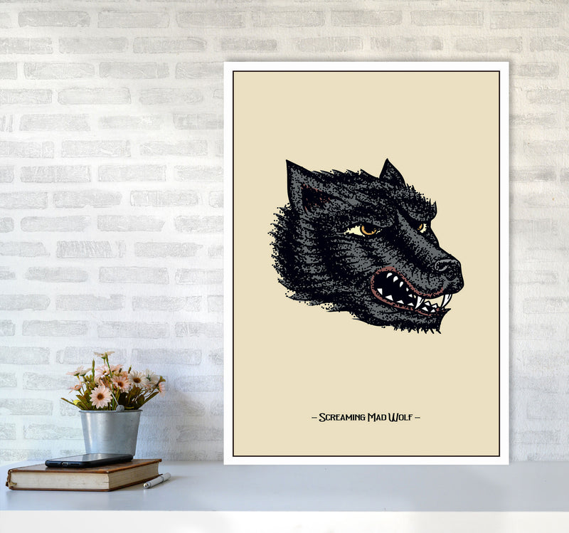 Screaming Mad Wolf Art Print by Jason Stanley A1 Black Frame