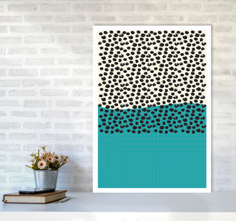 Blue Vibe Halftone Art Print by Jason Stanley A1 Black Frame