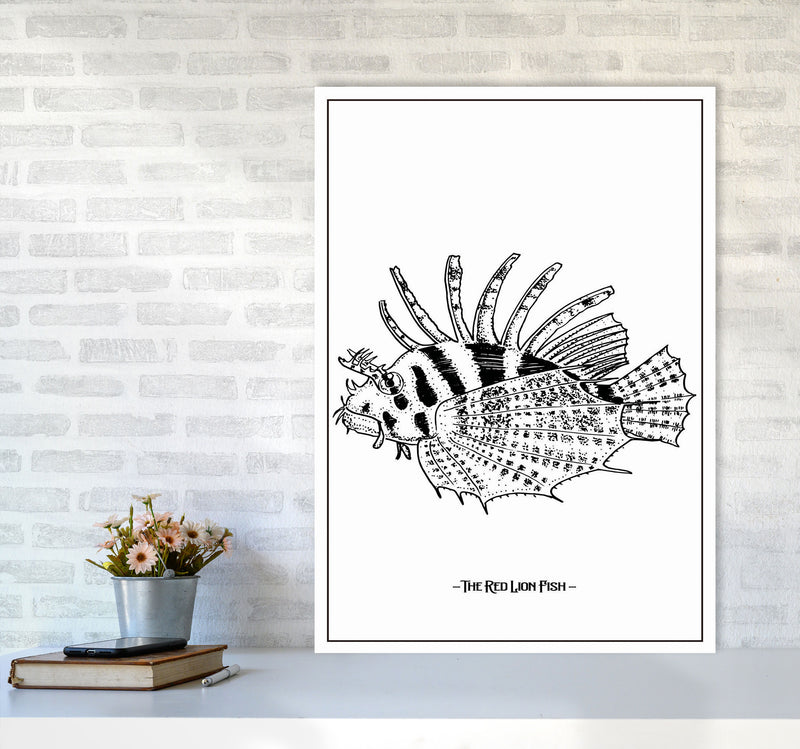 The Red Lion Fish Art Print by Jason Stanley A1 Black Frame
