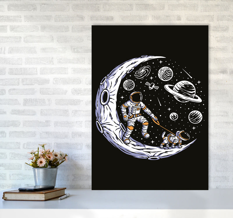 Doggie Moon Walks Art Print by Jason Stanley A1 Black Frame
