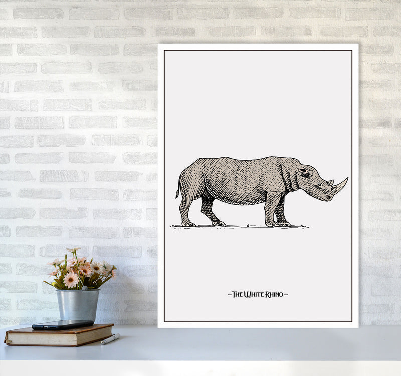 The White Rhino Art Print by Jason Stanley A1 Black Frame